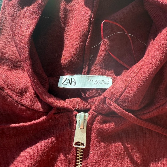 Zara Deep Red Zip-Up Jacket - Picture 2 of 4